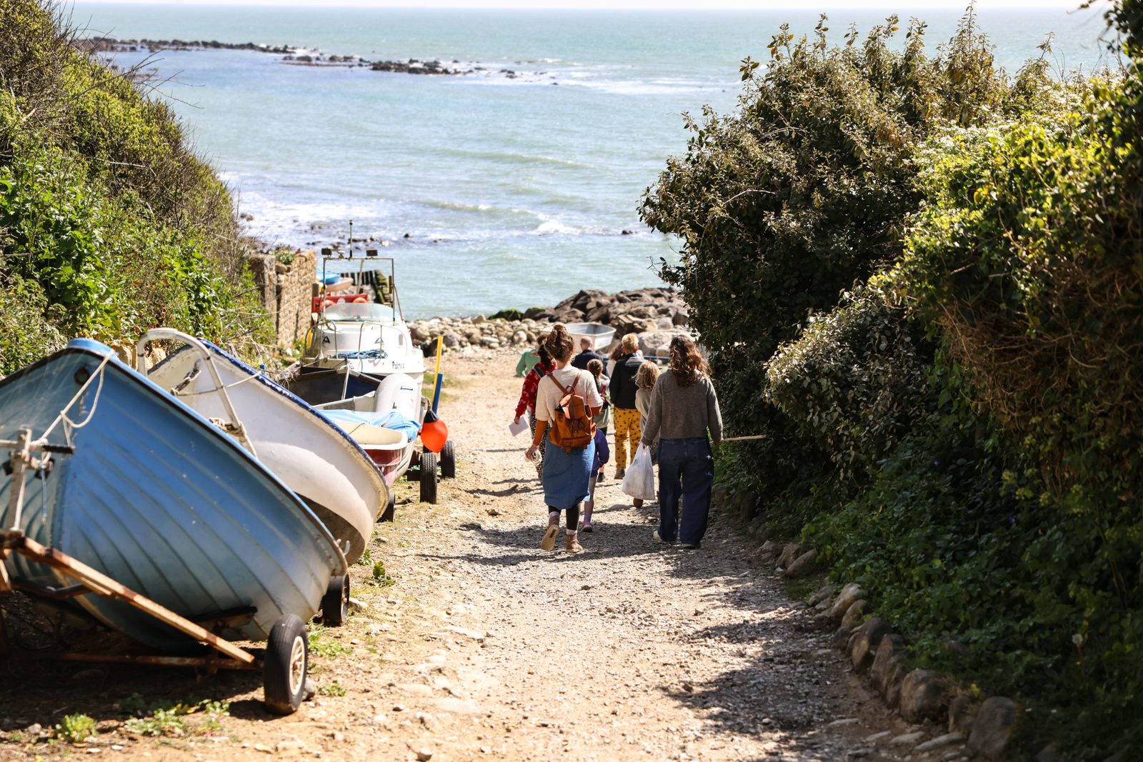 Down to the bay, past the fishing boats.